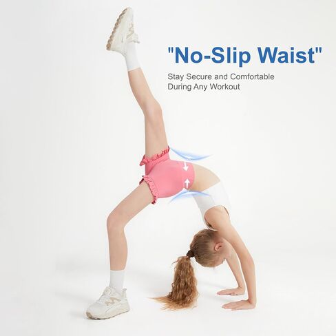 DIPUG Girls Athletic Shorts Ruffle High Waisted Dance Gymnastics Yoga Shorts for Kids，Age 4-13Y in Saudi Arabia