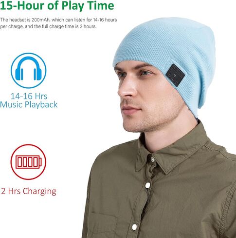 Bluetooth Beanie, 18 hrs Playing HD Stereo, Built-in Mic, Men's/Women's Christmas Electronic Gifts in Saudi Arabia