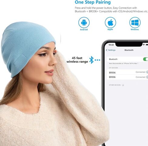 Bluetooth Beanie, 18 hrs Playing HD Stereo, Built-in Mic, Men's/Women's Christmas Electronic Gifts in Saudi Arabia