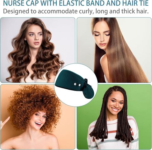8 Pcs Satin Lined Scrub Cap Nurse Working Hat with Button and Sweatband Adjustable Ponytail Surgical Cap for Women in Saudi Arabia