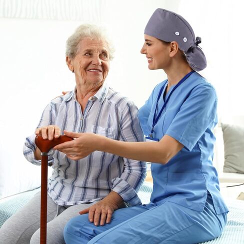 8 Pcs Satin Lined Scrub Cap Nurse Working Hat with Button and Sweatband Adjustable Ponytail Surgical Cap for Women in Saudi Arabia