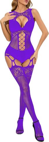 Women Mesh Bodystocking One Piece Fishnet Bodysuit Sleepwear Nightwear Lingerie in Saudi Arabia