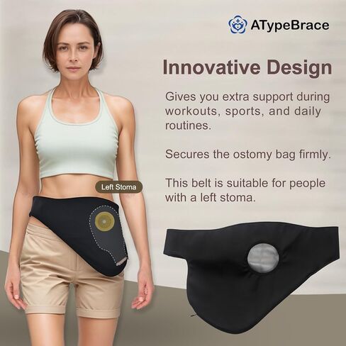 Diagonal Ostomy Belt: Leak - Proof & Odor - Masking Solution, Ostomy Bag Covers for Men and Women, Suitable for Left Stoma-Black in Kuwait