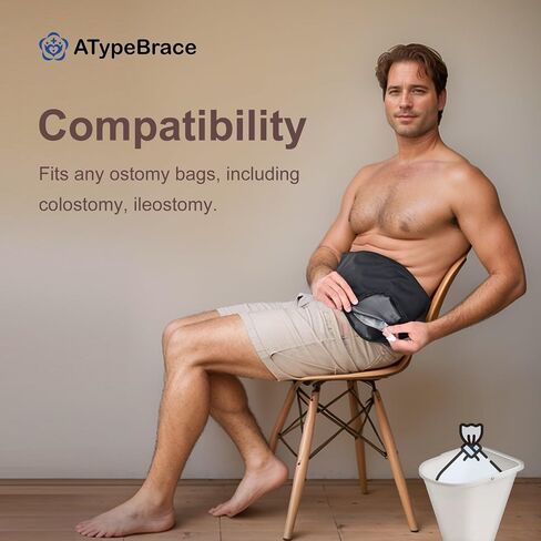 Diagonal Ostomy Belt: Leak - Proof & Odor - Masking Solution, Ostomy Bag Covers for Men and Women, Suitable for Left Stoma-Black in Kuwait
