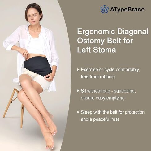 Diagonal Ostomy Belt: Leak - Proof & Odor - Masking Solution, Ostomy Bag Covers for Men and Women, Suitable for Left Stoma-Black in Kuwait