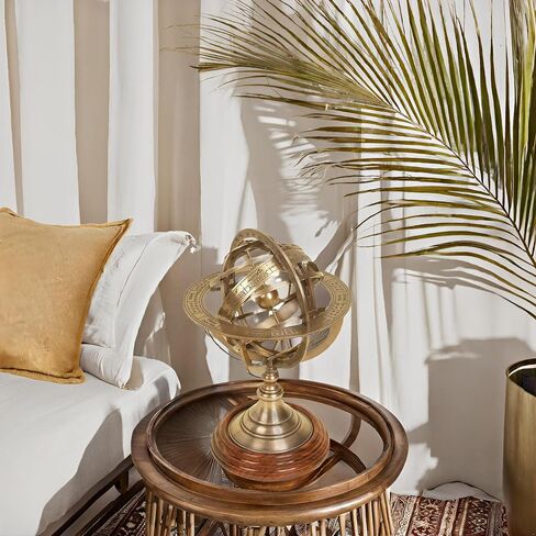 Antique Vintage Zodiac Armillary Decorative Globe with Wooden Base - 5 Inch Brass Sphere World Globe Zodiac Engraved Celestial, Antique Ship Decor in Saudi Arabia