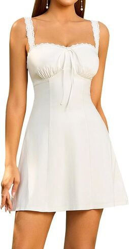 EYNMIN Summer Mini Dress Sleeveless Lace Sweetheart Neckline A Line Graduation Dresses for Women 2025 Short Sundress in Saudi Arabia