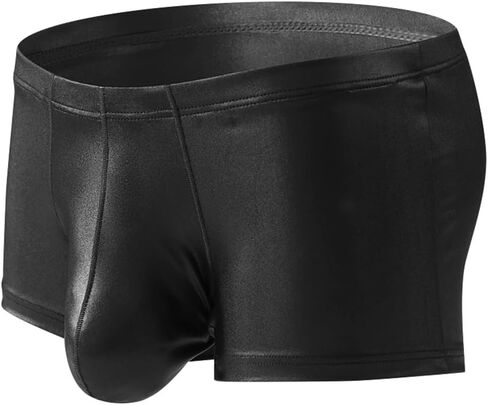 Men's Imitation Leather Underwear Trunks Low Rise Pouch Boxer Briefs in Kuwait