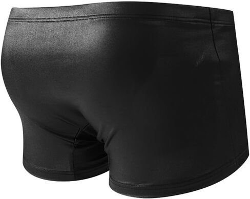 Men's Imitation Leather Underwear Trunks Low Rise Pouch Boxer Briefs in Kuwait