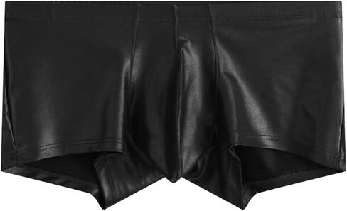 Men's Imitation Leather Underwear Trunks Low Rise Pouch Boxer Briefs in Kuwait