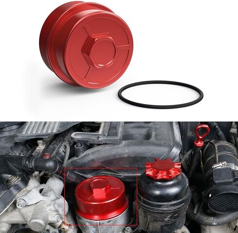 Bevinsee Oil Filter Housing Lid Cap with O-Ring 11421744000 11421741000 Compatible with BMW 323i 325i 328i 330i 525i 528i 530i M52 M54 M56 Engine E36 E46 E39 E46 E60 X3 X5 Z3 Z4, Aluminum, Silver in Kuwait