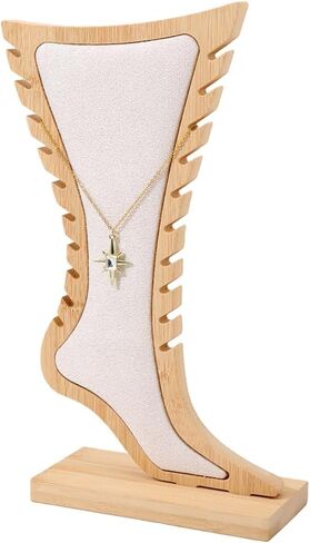 CHGCRAFT 1 Set Foot Shaped Anklet Display Stands Wooden Necklace Holder Foot Display Storage Showcase Stand for Ankle Jewellery Display, Antique White, 8.27x 2.76x 11.22 inch in Saudi Arabia