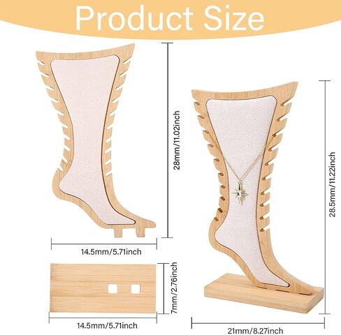 CHGCRAFT 1 Set Foot Shaped Anklet Display Stands Wooden Necklace Holder Foot Display Storage Showcase Stand for Ankle Jewellery Display, Antique White, 8.27x 2.76x 11.22 inch in Saudi Arabia