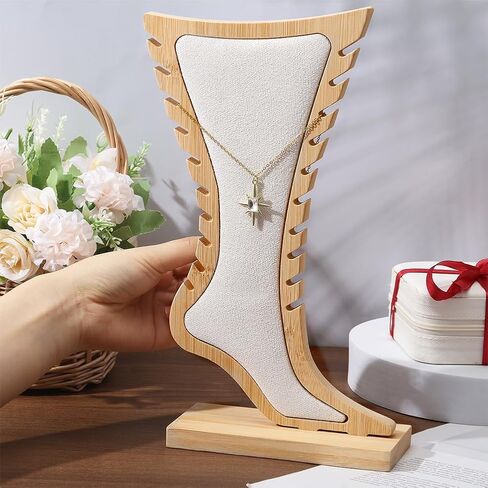 CHGCRAFT 1 Set Foot Shaped Anklet Display Stands Wooden Necklace Holder Foot Display Storage Showcase Stand for Ankle Jewellery Display, Antique White, 8.27x 2.76x 11.22 inch in Saudi Arabia