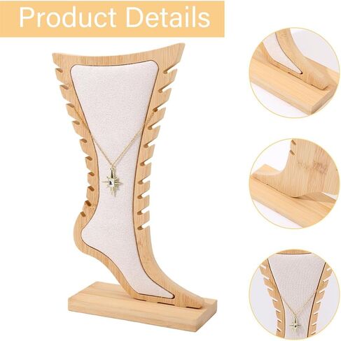 CHGCRAFT 1 Set Foot Shaped Anklet Display Stands Wooden Necklace Holder Foot Display Storage Showcase Stand for Ankle Jewellery Display, Antique White, 8.27x 2.76x 11.22 inch in Saudi Arabia