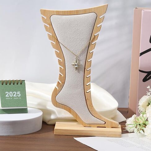 CHGCRAFT 1 Set Foot Shaped Anklet Display Stands Wooden Necklace Holder Foot Display Storage Showcase Stand for Ankle Jewellery Display, Antique White, 8.27x 2.76x 11.22 inch in Saudi Arabia