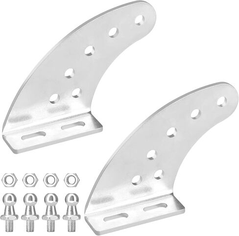 10MM Ball Stud Adjustable Curved Mounting Brackets, for BRKT-CRV Replacement, 2 Mounts with 4 M6 10MM Ball Studs & 4 M6 Nuts for Lift-o-mat Gas Spring Struts Shock Mounting Kits, Silver by PAMAGOO in Saudi Arabia