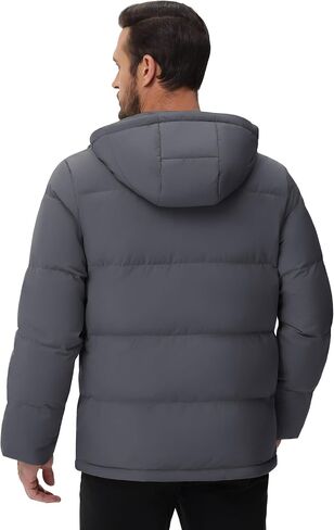 Cotrasen Men's Puffer Jacket Hooded Down Jacket Water Resistant Windproof Winter Outwear Full Zip Up Warm Winter Coat in Saudi Arabia