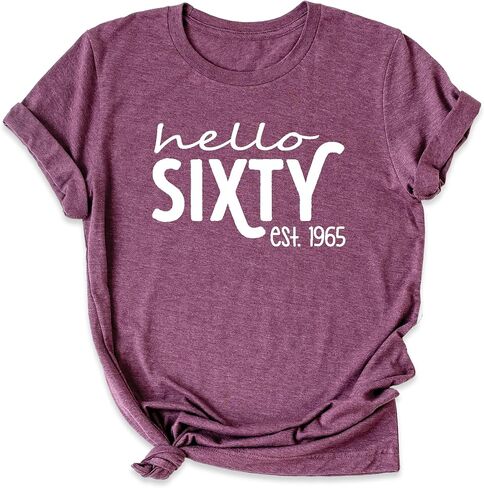 قميص Hello Sixty، قميص عتيق عام 1964، تي شيرت نسائي لعيد الميلاد الستين، تي شيرت برسومات عيد الميلاد، ملابس مضحكة لحفلات أعياد الميلاد، ملابس عيد ميلاد، تي شيرت هدية عيد الميلاد الستين (للجنسين XL، كحلي منقط) in Saudi Arabia