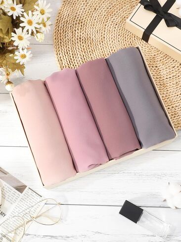 Geyoga 4 PCS شيفون حجاب وشاح للنساء المسلمين الطويل وشاح شالات خفيفة الوزن in Kuwait
