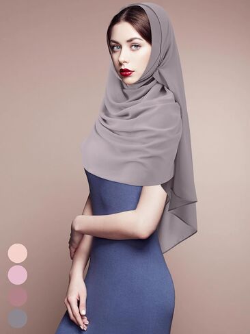 Geyoga 4 PCS شيفون حجاب وشاح للنساء المسلمين الطويل وشاح شالات خفيفة الوزن in Kuwait
