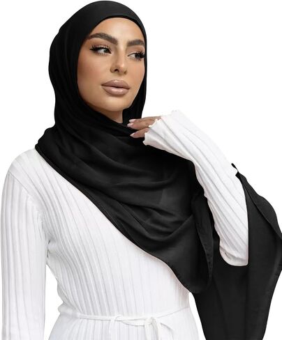 Viscose Hijab Scarf for Women Muslim Cotton Jersey Hijab Fashion Long Scarf Shawls in Kuwait
