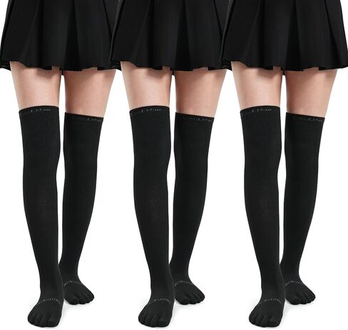 Thigh High Toe Socks for Women Coolmax Moisture Wicking Over the Knee stocking 3 Pairs Fashion Long Boot Socks in Kuwait