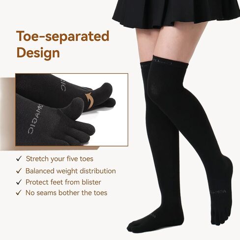 Thigh High Toe Socks for Women Coolmax Moisture Wicking Over the Knee stocking 3 Pairs Fashion Long Boot Socks in Kuwait