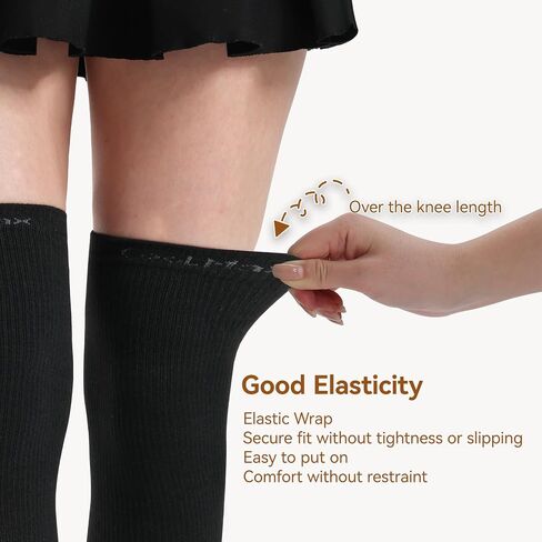 Thigh High Toe Socks for Women Coolmax Moisture Wicking Over the Knee stocking 3 Pairs Fashion Long Boot Socks in Kuwait