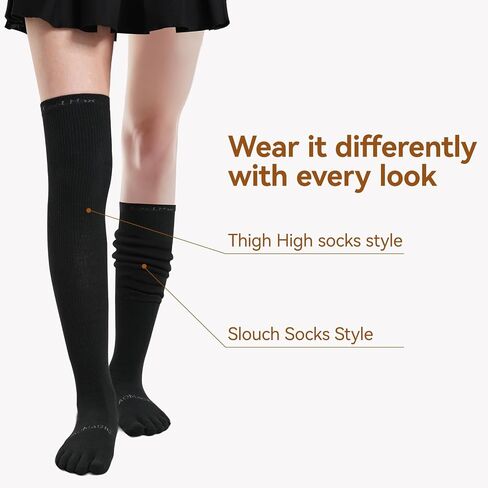 Thigh High Toe Socks for Women Coolmax Moisture Wicking Over the Knee stocking 3 Pairs Fashion Long Boot Socks in Kuwait