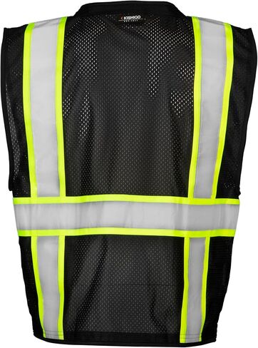 Kishigo Black Enhanced Visibility Men's Vest B100, Multi Pocket Mesh Hi-Vis Vest, Ultra-Cool Polyester, 6 Pockets, Zipper in Kuwait