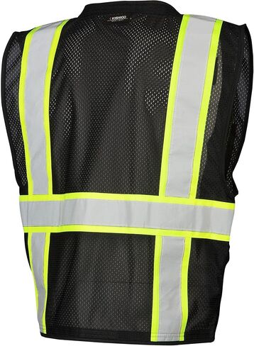 Kishigo Black Enhanced Visibility Men's Vest B100, Multi Pocket Mesh Hi-Vis Vest, Ultra-Cool Polyester, 6 Pockets, Zipper in Kuwait