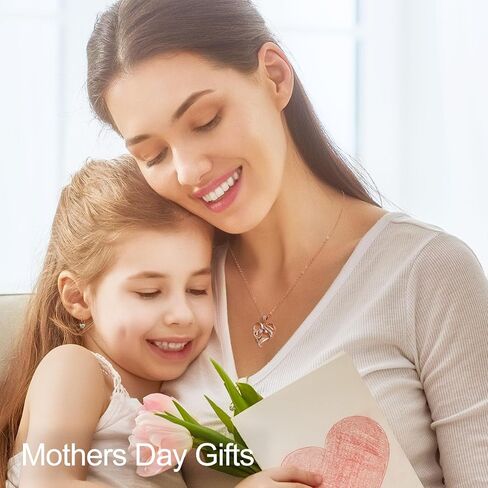 Mothers Day Gifts for Mom Wife Her Grandma, S925 Sterling Silver Birthstone Necklaces Jewelry for Women, Mother's Day Love Heart Pendant Necklace for Anniversary Birthday Christmas Day in Saudi Arabia