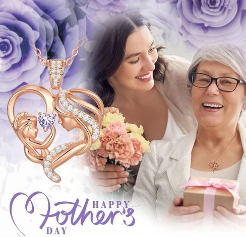 Mothers Day Gifts for Mom Wife Her Grandma, S925 Sterling Silver Birthstone Necklaces Jewelry for Women, Mother's Day Love Heart Pendant Necklace for Anniversary Birthday Christmas Day in Saudi Arabia