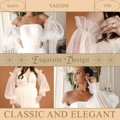 Black White Long Wedding Gloves Lace Sheer Puffy Sleeves Fingerless Ruffled Tulle Gloves Detachable Sleeves for Women in Saudi Arabia