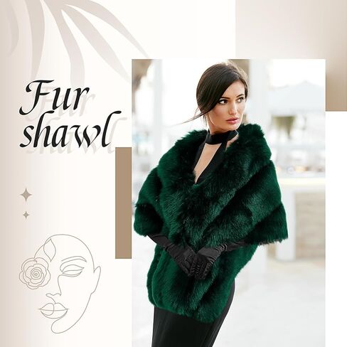 Zhanmai 2 Pcs Winter Long Shawl Cloak Stretchy Glove Opera Bridal Dance Gloves for Women Dress Party Coat in Kuwait