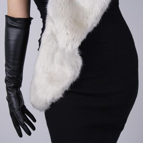DooWay Long Leather Gloves Women 20" Faux Lambskin Soft Stretch PU for Formal Evening Costume Party Gloves in Saudi Arabia