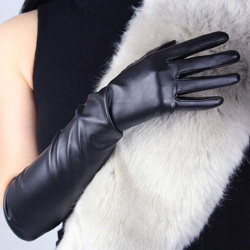 DooWay Long Leather Gloves Women 20" Faux Lambskin Soft Stretch PU for Formal Evening Costume Party Gloves in Saudi Arabia