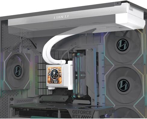 Lian Li Hydroshift 360 AIO - 3 مراوح ARGB مثبتة مسبقًا - مسار سائل تبريد مثبت على الجانب - شاشة LCD مقاس 2.88 بوصة - دقة 480 × 480 - لقطات شاشة ملتقطة أو مقاطع فيديو مسجلة - أبيض (HSLCD36RW) in Kuwait