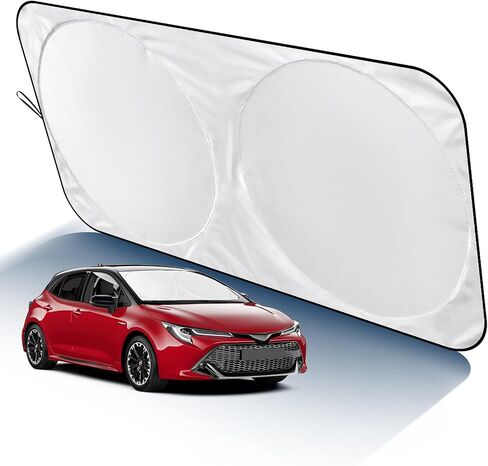 2025 IAQWE Windshield Sun Shade for Car Front Window, Thickened 65 x 32in Foldable Sun Visor Protector Blocks UV Rays and Heat, Keeps Your Vehicle Cool Fit for Car, Truck, SUV in Kuwait
