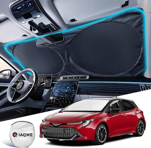 2025 IAQWE Windshield Sun Shade for Car Front Window, Thickened 65 x 32in Foldable Sun Visor Protector Blocks UV Rays and Heat, Keeps Your Vehicle Cool Fit for Car, Truck, SUV in Kuwait