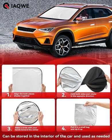 2025 IAQWE Windshield Sun Shade for Car Front Window, Thickened 65 x 32in Foldable Sun Visor Protector Blocks UV Rays and Heat, Keeps Your Vehicle Cool Fit for Car, Truck, SUV in Kuwait