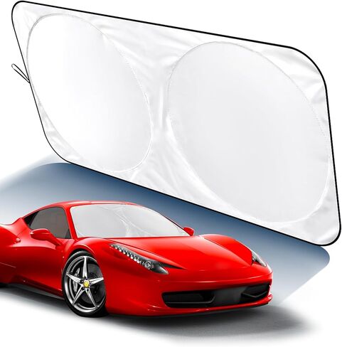 2025 IAQWE Windshield Sun Shade for Car Front Window, Thickened 65 x 32in Foldable Sun Visor Protector Blocks UV Rays and Heat, Keeps Your Vehicle Cool Fit for Car, Truck, SUV in Saudi Arabia