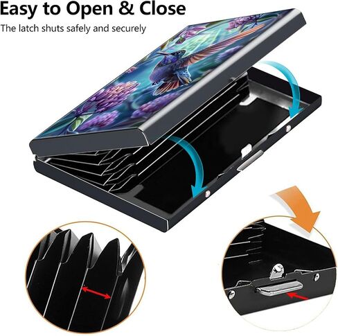 حامل بطاقة الائتمان ، تصميم الطائر الطنان Mini RFID حظر الألومنيوم محفظة ضئيلة المعادن الصلبة الصلبة سيلف محفظة معرف الحالة بطاقات الائتمان الصغيرة بطاقات العمل للنساء الرجال in Kuwait