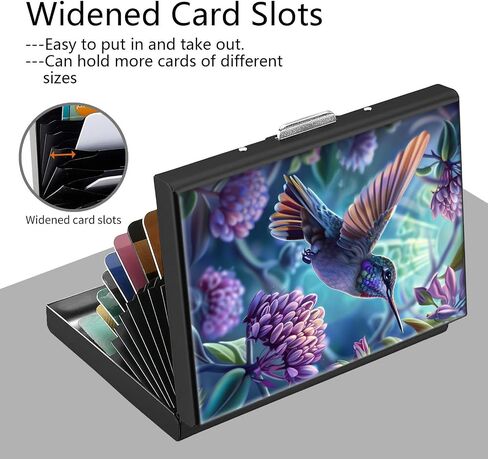 حامل بطاقة الائتمان ، تصميم الطائر الطنان Mini RFID حظر الألومنيوم محفظة ضئيلة المعادن الصلبة الصلبة سيلف محفظة معرف الحالة بطاقات الائتمان الصغيرة بطاقات العمل للنساء الرجال in Kuwait