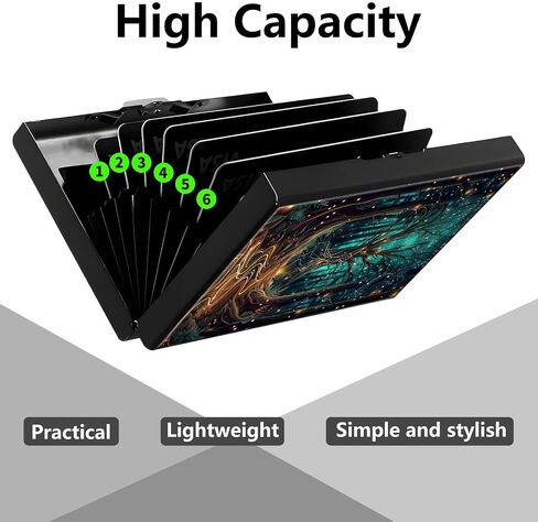 حامل بطاقة الائتمان ، تصميم الغابات مصغرة RFID حظر الألومنيوم محفظة ضئيلة المعادن الصلبة الصلبة قذيفة محفظة محفظة معرف بطاقات الائتمان الصغيرة بطاقات العمل للنساء الرجال in Kuwait