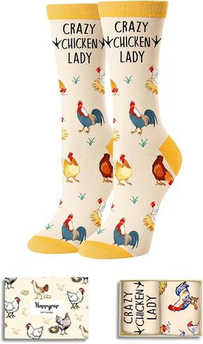 HAPPYPOP Crazy Chicken Socks for Women - Funny Crazy Chicken Cat Bee Lady Mom Gifts for Lovers in Saudi Arabia
