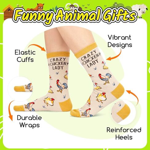 HAPPYPOP Crazy Chicken Socks for Women - Funny Crazy Chicken Cat Bee Lady Mom Gifts for Lovers in Saudi Arabia