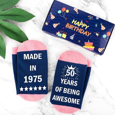 Belloxis 30th 40th 50th 60th 70th Birthday Gifts for Her 50th Birthday gifts for women Grip Crew Socks in Saudi Arabia