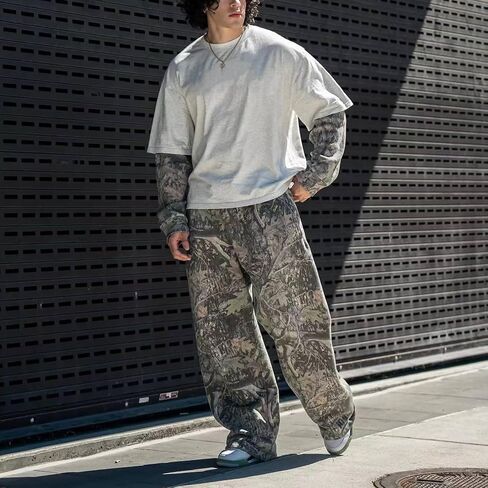 Mens Baggy Camo Graphic Print Sweatpants Workout Athletic Joggers Pants for Men Wide Leg Hunting Sweat Pant in Saudi Arabia